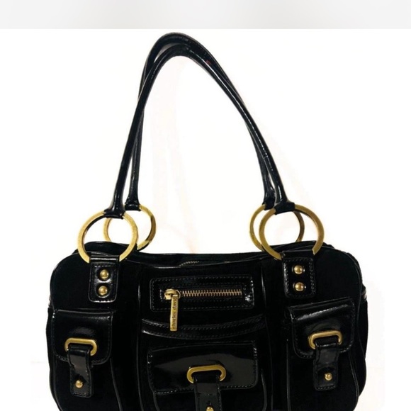 Charles David Handbags - Charles David Black Shoulder Bag with Gold Details